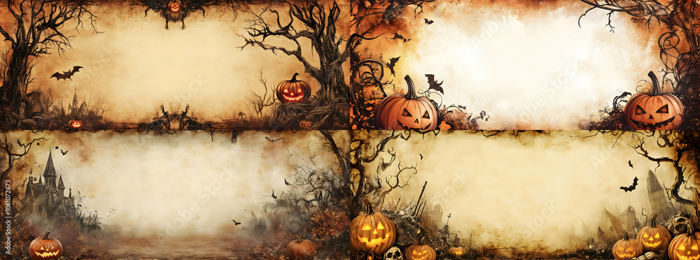 Poster halloween-themed certificate design with an empty center, ready for custom text -