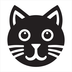 chic cat head silhouette icon design