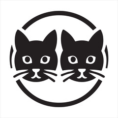 chic cat head silhouette icon design