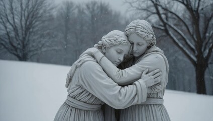 marble statue in winter