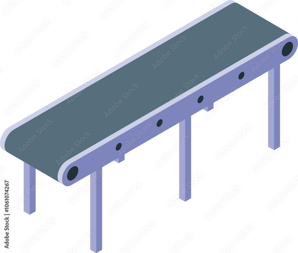 Poster isometric view of an empty conveyor belt, representing automated manufacturing processes in industri