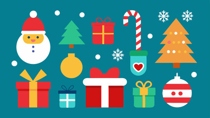 set of christmas elements