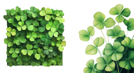 Green Clover Shamrock Field and Sprig Good Luck Irish Saint Patricks Day Festive Background Nature Spring Botany Growth Ecology Natural Environment Decoration Botany Leaves Pattern Ireland Symbol