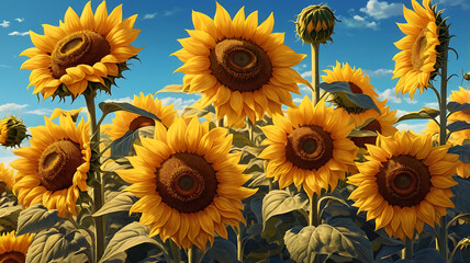 Fototapeta premium sunflowers in the sun