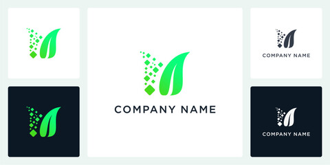 Vector letter M greentech logo and icon editable