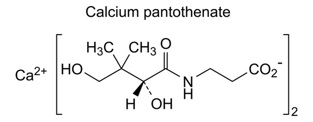 Chemical structure of calcium pantothenate, drug substance