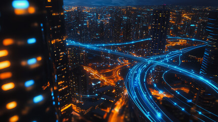 Smart digital city with connection cyber security network reciprocity over the cityscape . future smart wireless digital city and social media networking systems that connects people within the city