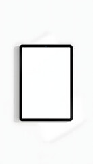 Modern tablet with blank white screen. Horizontal tablet mockup with soft shadow. Top view. Photo mockup with clipping path isolated with white highlights, png