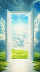 A radiant open door leading to a bright new life and endless possibilities. Generative AI