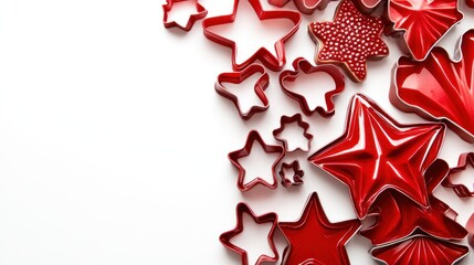 Obraz premium Red Star-Shaped Cookie Cutters on White Background