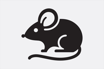 A simple black silhouette of a mouse.