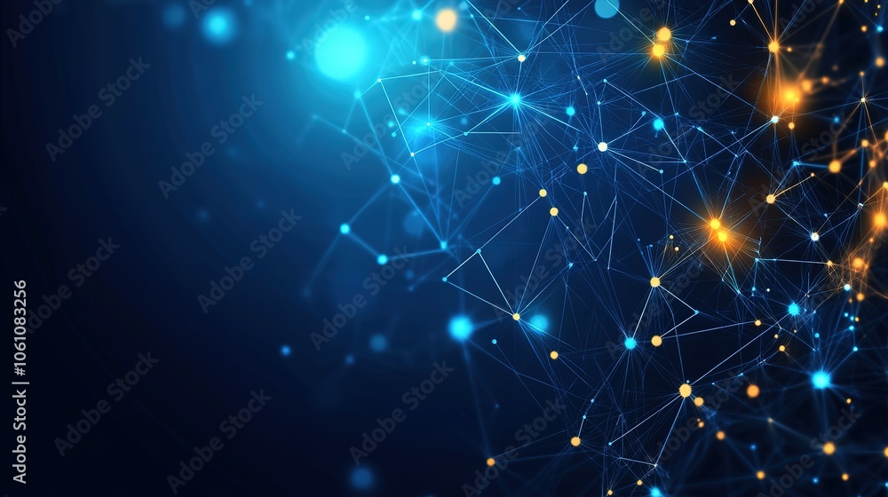 Poster abstract digital network circuit board background banner with glowing light and connecting data dots