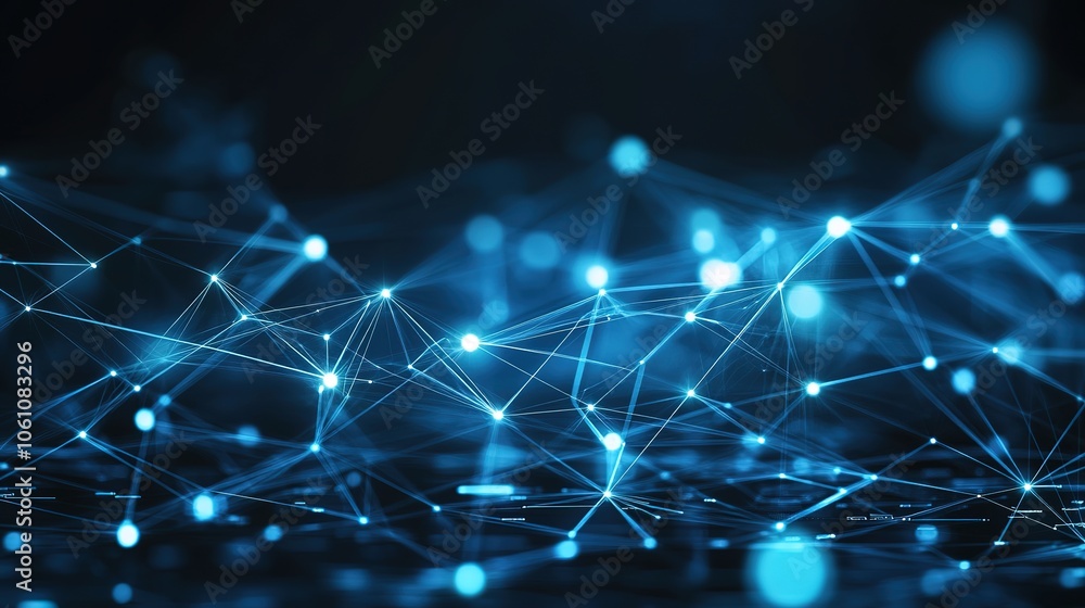 Poster abstract digital network circuit board background banner with glowing light and connecting data dots