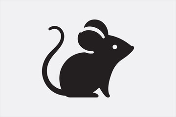 A simple black silhouette of a mouse.