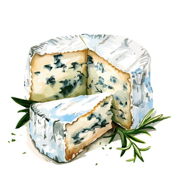watercolor blue cheese with rosemary clip art preview