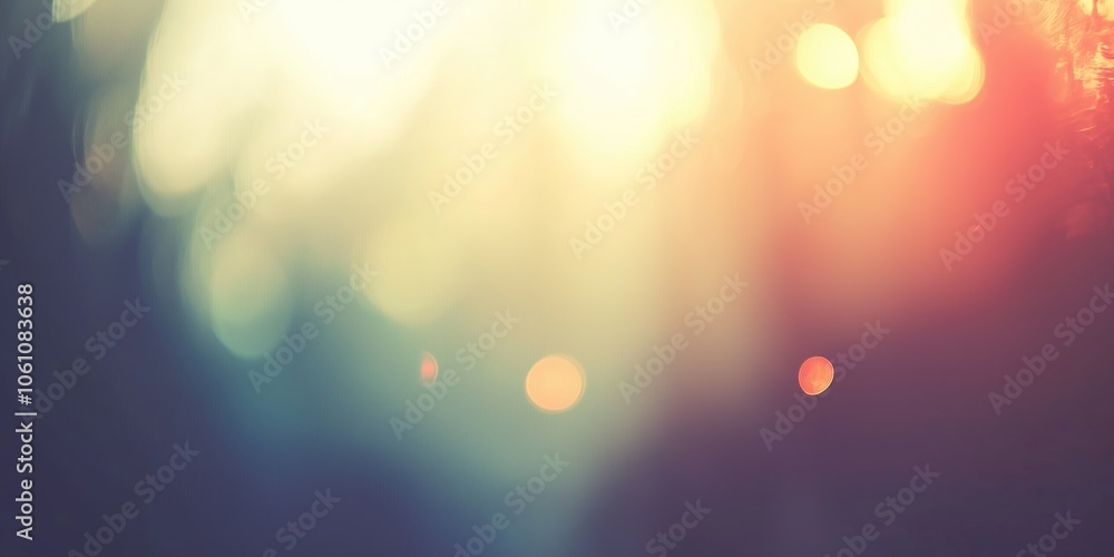 Poster abstract bokeh background with blurred light spots in warm orange and soft blue tones creating a dre