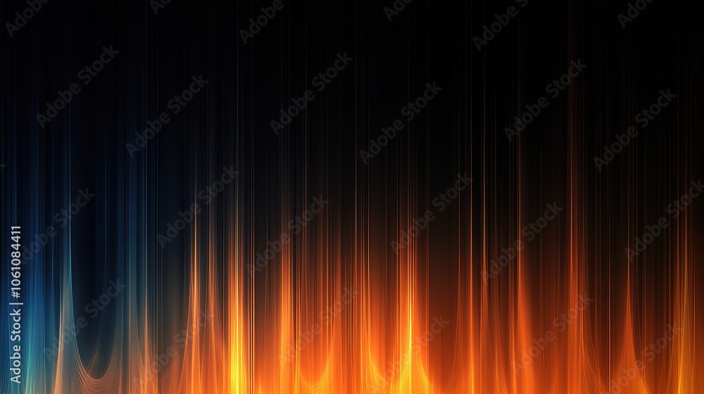 Aufkleber abstract blurred background with colorful stripes of light on dark orange and black, horizontal line