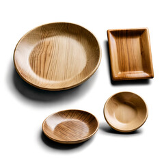Empty Wooden Plates Isolated on Transparent Background for Creative Culinary Presentation and Design Usage