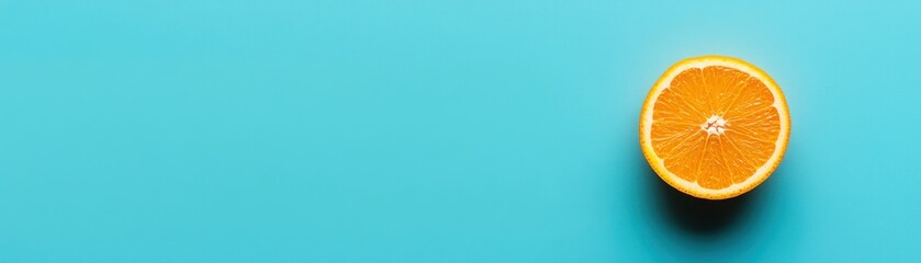 A Single Slice of Orange on a Blue Background