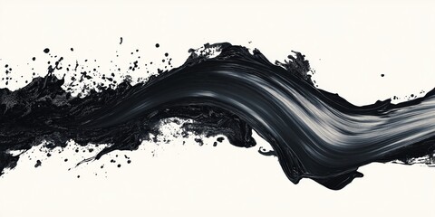 Abstract black in splash, paint, brush strokes, created by ai