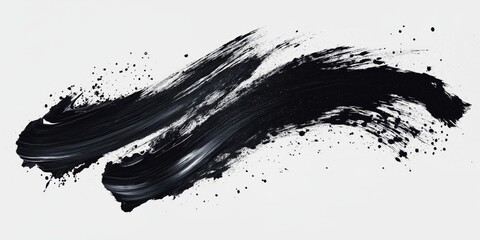 Abstract black in splash, paint, brush strokes, created by ai