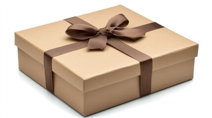 A Brown Gift Box with a Satin Bow