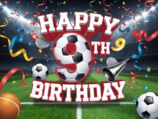 Happy 9th Birthday with Sports Icons