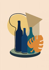 aesthetic bottle wall decoration trendy, minimalist