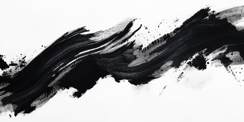 Abstract black in splash, paint, brush strokes, created by ai