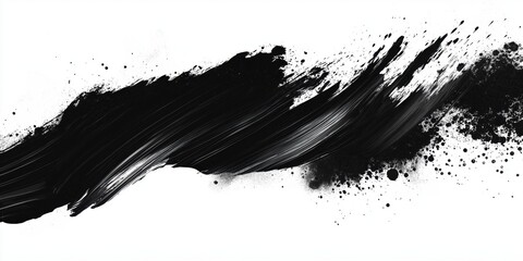 Abstract black in splash, paint, brush strokes, created by ai