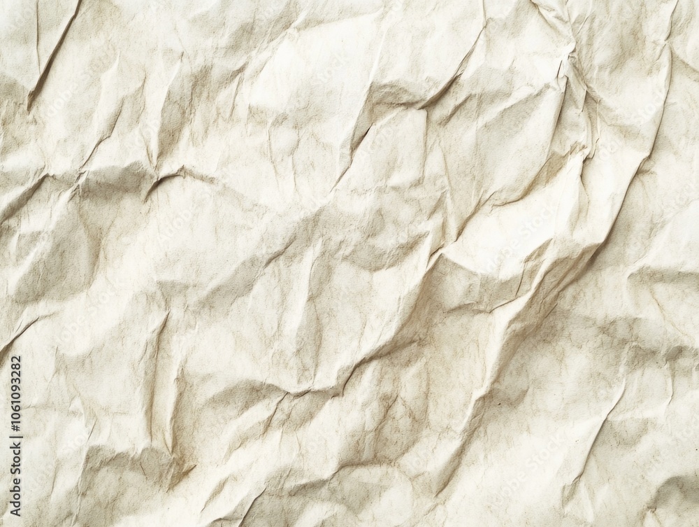 Poster paper with a crumpled texture and a white background. the paper appears to be torn and has a rough t