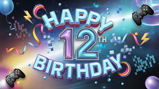Cool 12th Birthday with Icy Blue Design