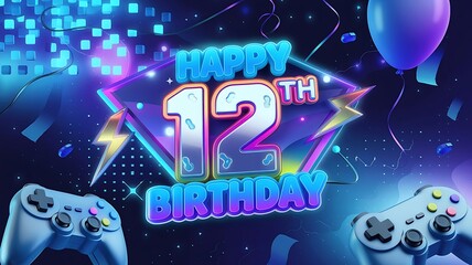 Shiny 12th Birthday with Neon Lights