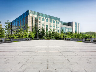 Contemporary Commercial Architecture Surrounded by Lush Greenery