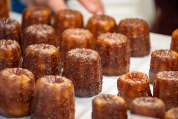 Canele, French pastry flavored with rum and vanilla, specialty of Bordeaux region, France