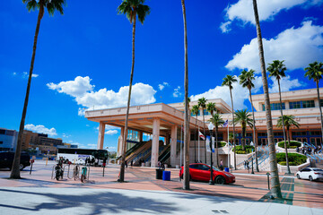  Tampa, Florida USA - Nov 02, 2024: Tampa Conventional center and Waterfront walk landscape