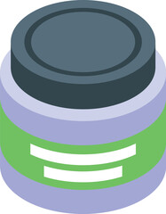 Closed cosmetic cream jar with blank green label for mockup packaging design