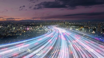  smart city high speed satellite internet connection development light rays running over cityscape aerial view ,digital transformation communication network - Powered by Adobe