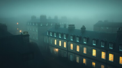 Mysterious Fog Enveloping a Dimly Lit Urban Landscape