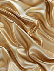 Obraz premium Shiny gold fabric with a smooth, wrinkled texture.