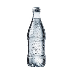 Cold Refreshing Water Bottle with Condensation Droplets Isolated on Transparency Background Ideal for Thirst Quenching Beverage Advertisements and Health Wellness Campaigns Promoting Hydration and