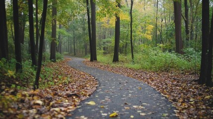Enchanting Autumn Trail Through the Lush Forest Landscape