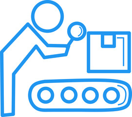 Quality Control Icons. simple image of a man checking a product wrapped in a box