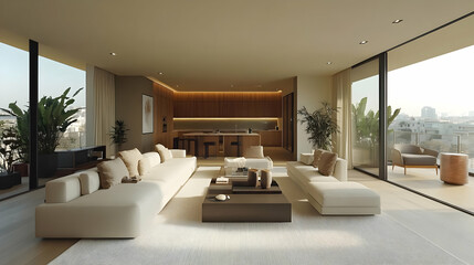 Modern Living Room Interior Design 3D Illustration