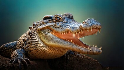 Fototapeta premium High definition of a crocodile emoji, expression, unique concept, canvas, high quality, high