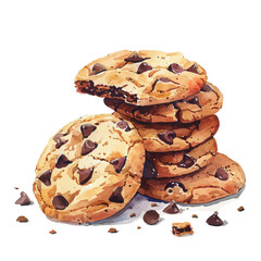 A watercolor vector of Cookies, isolated on a white background.