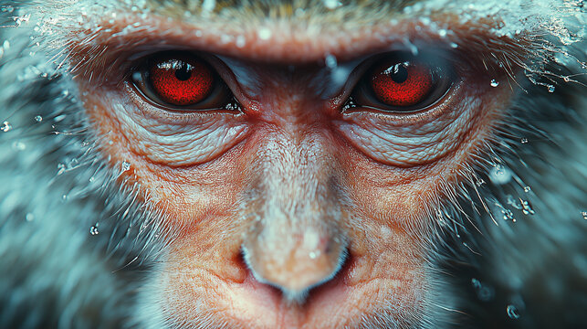 Japanese snow monkey red face - Powered by Adobe