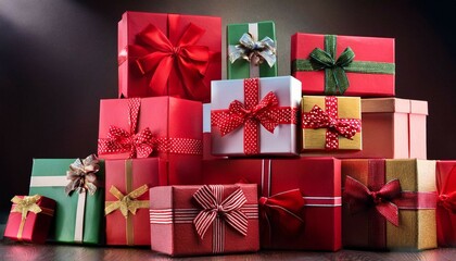 gift boxes on red background