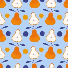 Summer fruit seamless pears pattern for wrapping paper and fabrics