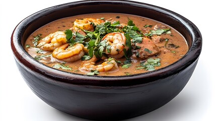 Food, Brazilian Shrimp Paste Stew, Photo Realistic, on Black Background, Abstract Image, Texture, Pattern Background, Wallpaper, Cover and Screen of Smartphone, PC, Laptop, 9:16 and 16:9 Format